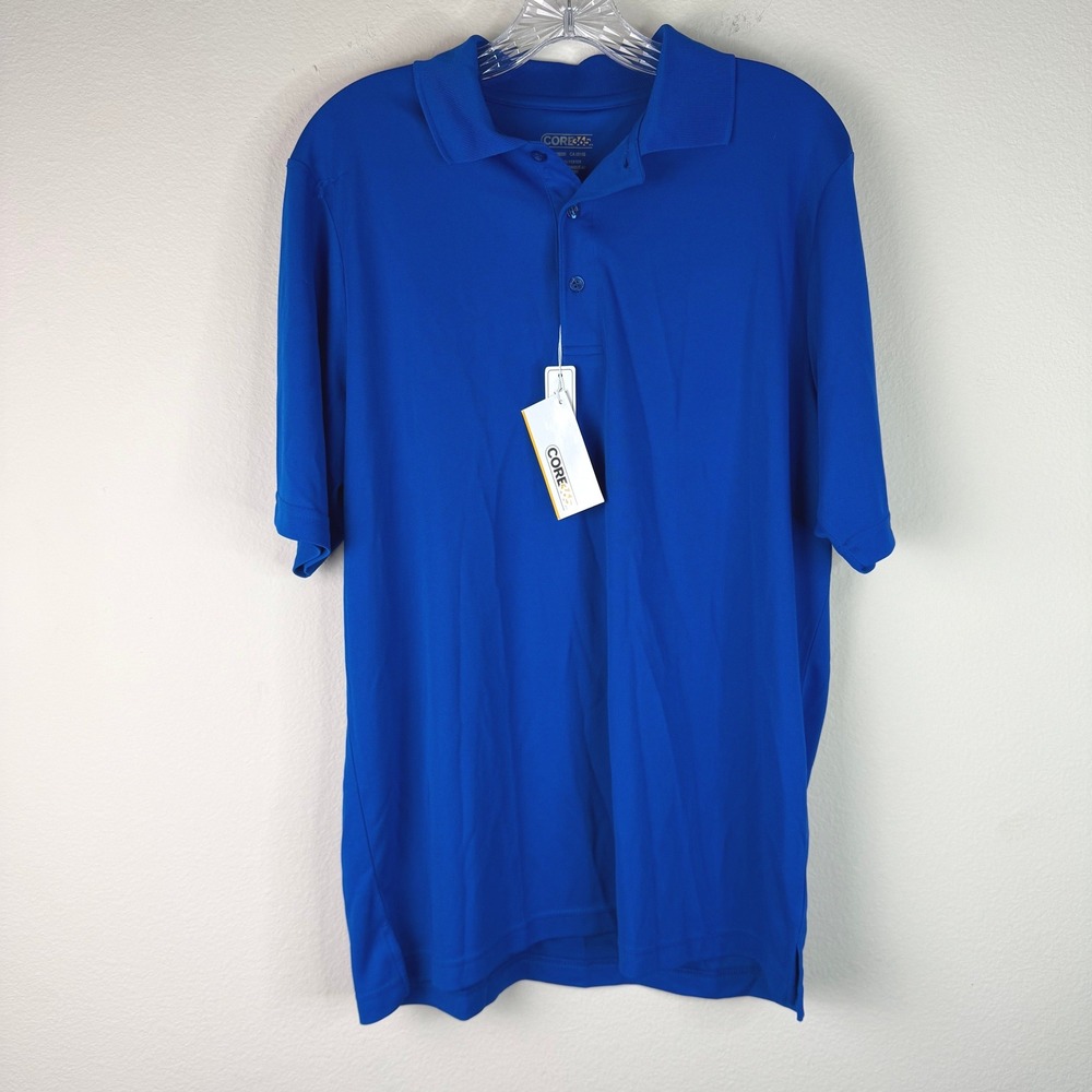 Core 365 Polo Shirt Mens M Blue Short Sleeve Performance Moisture Wicking UV